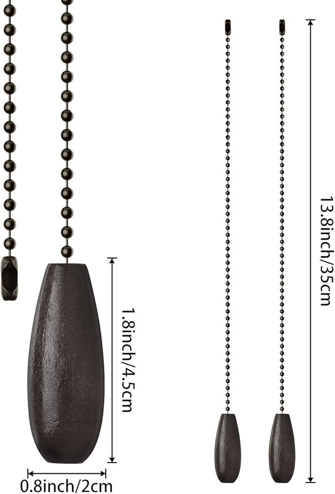 8 Pieces Ceiling Fan Pull Chains Extender Wooden Pendant Pull Chain Extension for Ceiling Light Lamp Fan(Coffee)