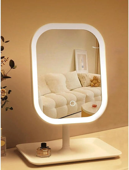 Rechargeable 2400mAh Makeup Mirror,360-degree rotatable Tabletop Vanity Mirrors with Lights，High-Definition led led Vanity Mirrors，Compact Mirror with Light for Women Gifts