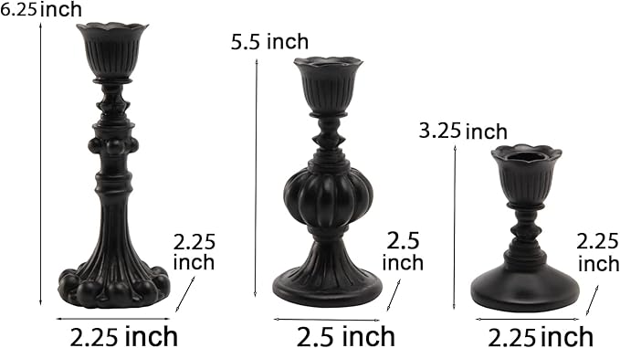 Candle Stick Candle Holder Set - Black Christmas Candlestick Holder Modern Baroque Home Decor for Coffee Table for Kwanzaa Easter Centerpiece Dinning Room Wedding Set of 3 Guichifun