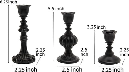Candle Stick Candle Holder Set - Black Christmas Candlestick Holder Modern Baroque Home Decor for Coffee Table for Kwanzaa Easter Centerpiece Dinning Room Wedding Set of 3 Guichifun