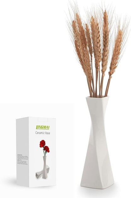 Farmhouse Rustic Ceramic Vase Set - White Decorative Vases for Home Decor (1 Pack)