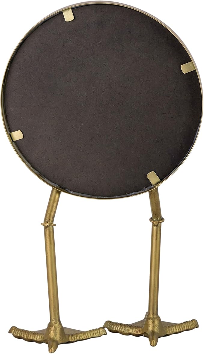NIKKY HOME Vintage Gold Vanity Round Mirror with Duck Feet Stand, Antique Makeup Desk Small Tabletop Mirror for Bedroom Living Room Dressing Room