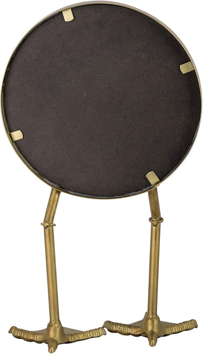 NIKKY HOME Vintage Gold Vanity Round Mirror with Duck Feet Stand, Antique Makeup Desk Small Tabletop Mirror for Bedroom Living Room Dressing Room