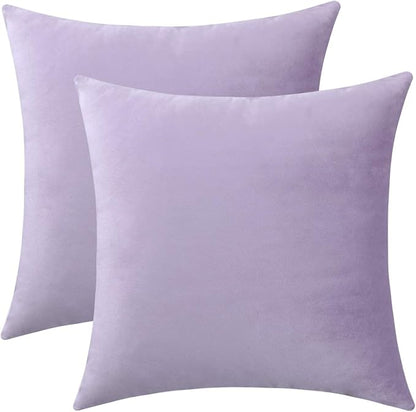 Jeneoo Comfy Soft Thick Velvet Throw Pillow Cases for Sofa Couch, Decorative Solid Square Cushion Covers for Bedroom Car (Lavender, 20 x 20 Inches, 2 Pieces)