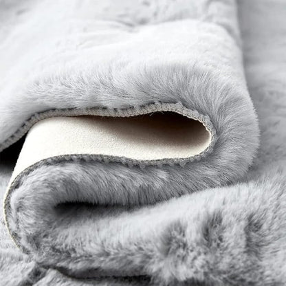 Grey Faux Rabbit Washable Furry Fur Area Rugs for Living Room Bedroom Gray Fluffy Sheepskin Rug Nursery Decor 4x6 Area Rug