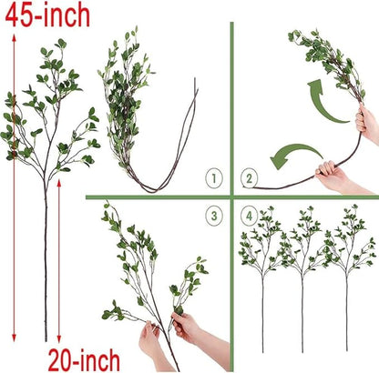 HANDIC 6pcs Faux Stems Artificial Branches for Vase Greenery Stems Faux Branches for Vase Plant Artificial Eucalytus Branches Plants (45"/Each Branch) (6, Green)