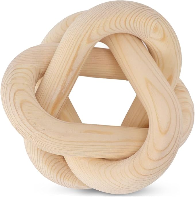 Wood Knot Decor for Coffee Table, 3 Link Wood Knot Decor Decorative Wooden Chain Link for Modern Farmhouse Home Living Room Bedroom Shelf Decoration