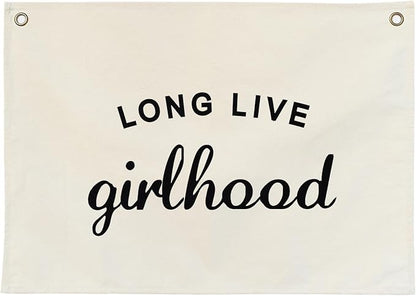 Canvas Banner Hanging Flag Banner for Nursery and Playroom Wall Décor for Kids Trendy Room Décor for Boys and Girls (Girlhood)