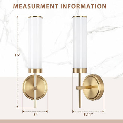 Wall Sconces Set of Two,Modern Bathroom Sconces Wall Lighting with Opal White Glass Shade,60W 16" Gold Sconces Wall with Clear Glass Shade for Living Room Corridor Mirror Bedroom Stairs