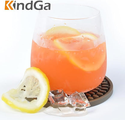 KindGa Coasters for Drinks Black, Absorbent Rubber Coaster Set, Silicone Drink Coasters for Large Mug/Cup/Bottle, Deep Tray 4.3 Inch Oval Shape Jar Opener Heat-Resistant Grips (Set of 8)