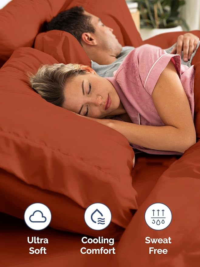 Extra Deep Full Sheet Set - 6 Piece Breathable & Cooling Sheets - Hotel Luxury Bed Sheets Set - Easy & Secure Fit - Soft, Wrinkle Free & Comfy Sheets Set - Terracotta Sheet Set with Extra Deep Pockets