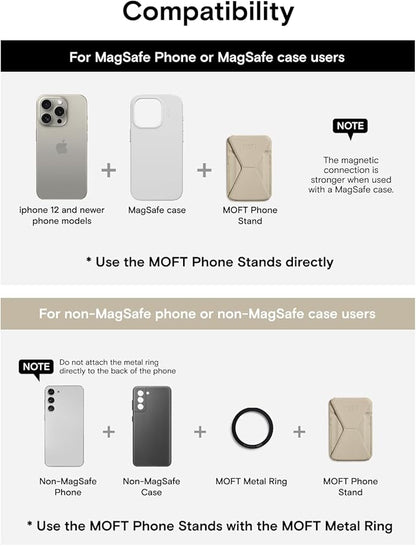 MOFT Magnetic Wallet Stand Compatible with iPhone 17/16/15/14/13/12 Series, Angle Adjustment & Magsafe Compatible MOVAS Phone Stand,Earthen Beige