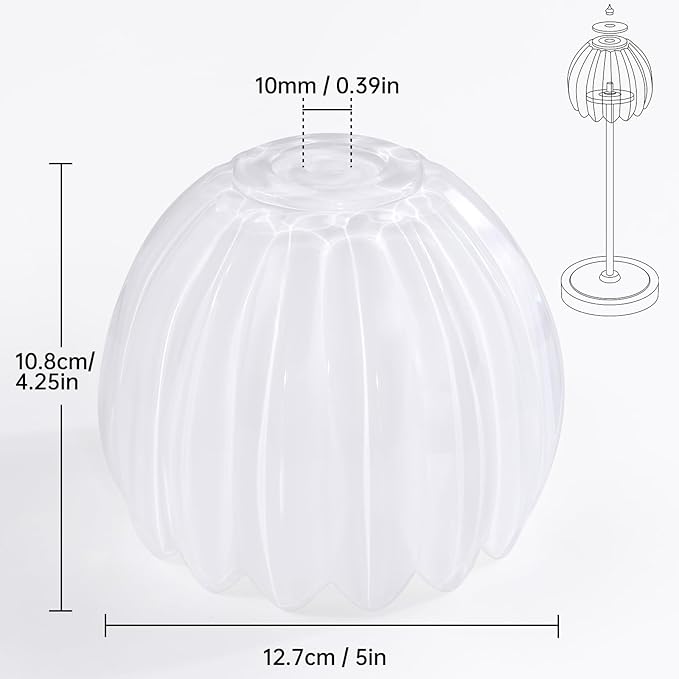 Tulip Lamp Shades Replacement, 5" Dia. * 4.25" H，0.394” Top Hole White Glass Sconce Shade Heavy and Thick for Table Lamp, 2 Pack