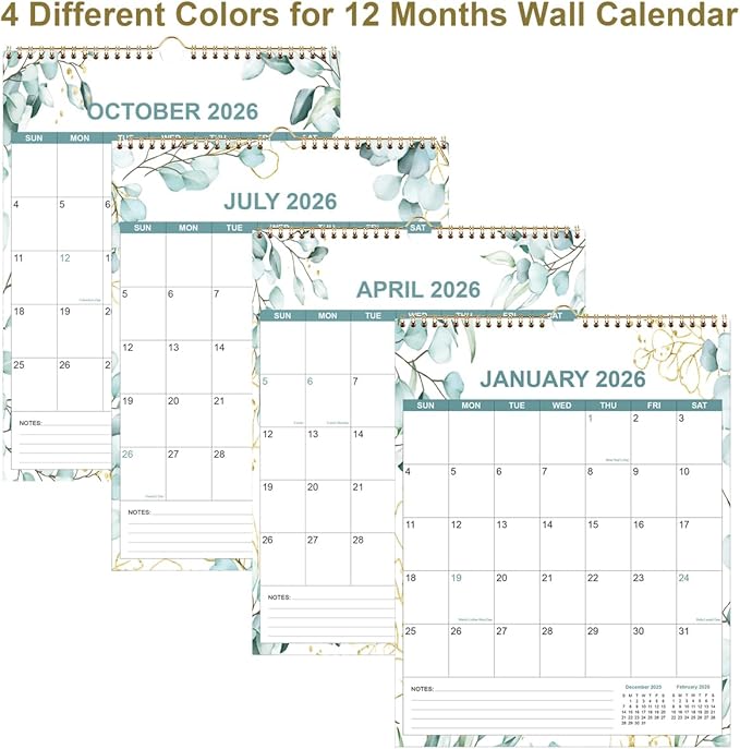 2026 Calendar - Calendar 2026 from January 2026 - December 2026, 12 Months Calendar/Planner with Thick Paper, 12" x 14.5", Vertical, Leaf