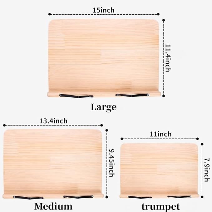 Reading Rack Wooden Bookshelf - Book Stand Foldable with 8 Adjustable Positions and Page Clips,Suitable for cookbooks、iPads、laptops、Sheet Music、and Reading Stands(15x11.4inch)