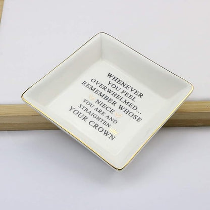 JoycuFF Inspirational Niece Gifts Ring Trinket Dish for Birthday Chrismas-Bestie Gift for Niece from Auntie