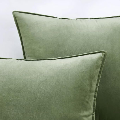 MIULEE Pack of 2 Sage Green Decorative Velvet Throw Pillow Covers Soft Pillowcases Spring Solid Square Cushion Case for Sofa Bedroom Car 12x20 Inch