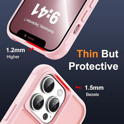 Compatible with iPhone 12 Pro Max Case & iPhone 13 Pro Max Case with Invisible Magnetic O-Ring Stand Translucent Phone Cases 6.7" [Compatible with Mag-Safe][Great Grip Feeling], Pink