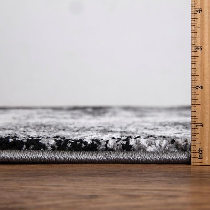 Keen Home Design Area Rugs - 2x20 Non-Shedding, Abstract Rugs for Kitchen, Living Room, Bedroom, Dining Room, Entryway - Size: 2'8" x 20', Abstract Black