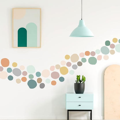 Epakh 296 Pcs Polka Dots Wall Decal Boho Rainbow Kids Playroom Wall Decor Gifts, Colorful Nursery Room Bedroom Classroom Watercolor Decal Art, Peel and Stick Modern Decor Sticker(Light Colors)