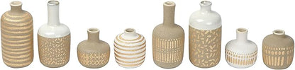 Main + Mesa Stoneware Vases with Gold Pattern, Set of 8