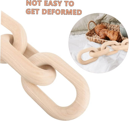 Wood Chain Link Decor Neutral Aesthetic Home Ornament for Living Room Bedroom and Office Display for Minimalist and Farmhouse Decor Natural Wood