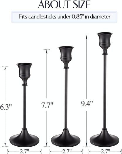 Willceka Black Candlestick Holders, Taper Candle Holders, Set of 6 Matte Black Candle Holder Set, Vintage Table Centerpiece for Wedding Christmas Holiday
