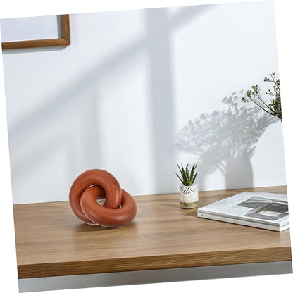 Healifty Wooden Chain Link Decor Hand-Carved Natural Wood Rings Rustic Coffee Table Centerpiece for Home Decor Boho Style Accessory for Living Room