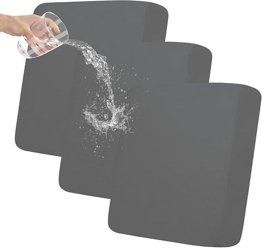 Easy-Going 100% Waterproof Chair Oversized Sofa Seat Cushion Slipcovers Couch Cushion Cover Stretch Furniture Protector for Kids, Pets (3-Piece Oversized Sofa Cushion, Grey)