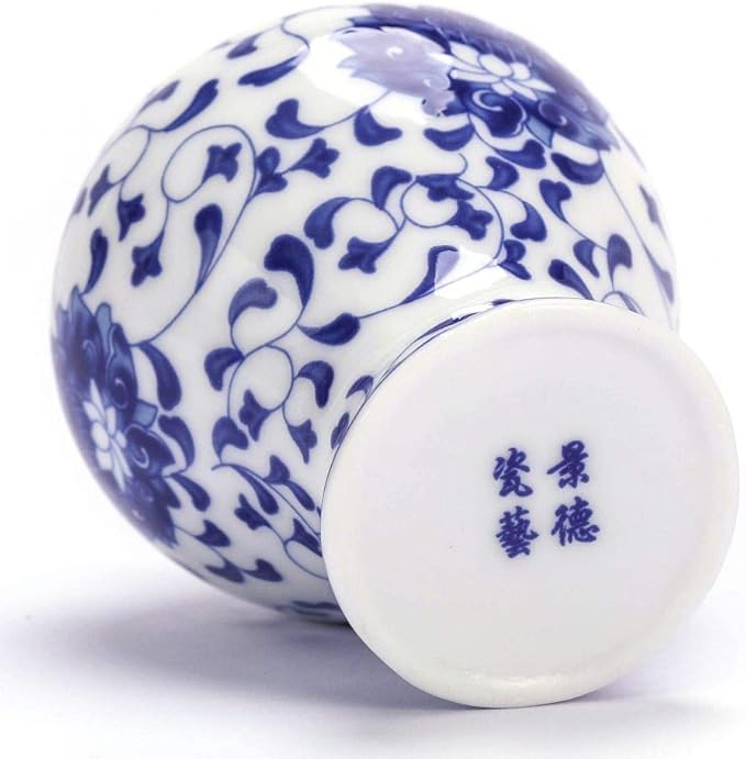 Blue and White Vase Set of 3, Cute Ceramic Bud vase in Bulk for Farmhouse Table Centerpiece Mini Vintage Vase for Rustic Wedding Decorations, Home Table Flower Decor