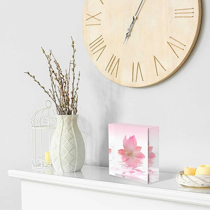 Desk Ornaments for Office Beautiful Lotus Acrylic Counselor Gifts for Women - Valentines Day Gifts for Office Staff - Thank You Gifts for Women Teacher, 4x4x1inch