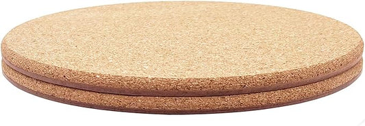 Cork Plant Coasters, Double Layers Hard Thick Planter Coaster, 12 Inch Absorbent Mats, Cork Trivets for Hot Dishes, Coasters for House Plants, 2 Pcs