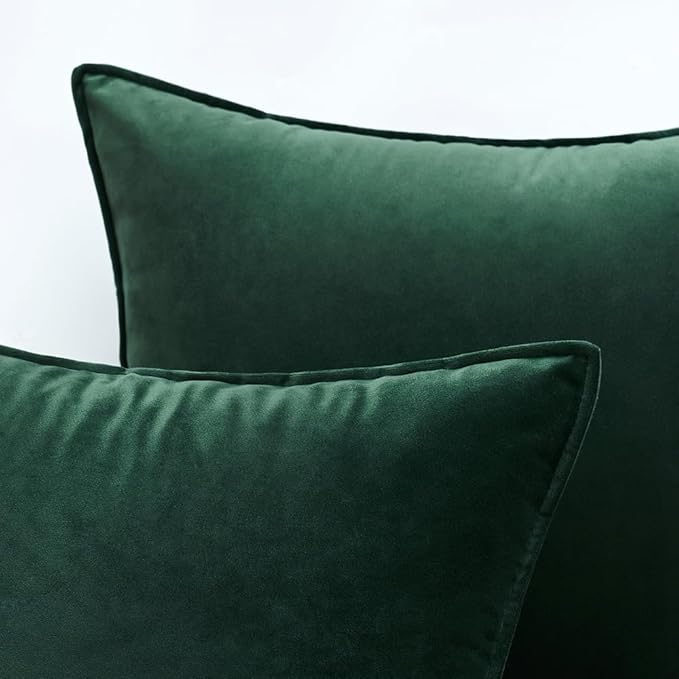 MIULEE Pack of 2 Christmas Decorative Velvet Throw Pillow Cover Soft Pillowcase Solid Square Cushion Case for Winter Sofa Bedroom Car 12x20 Inch 30x50 Cm Army Green