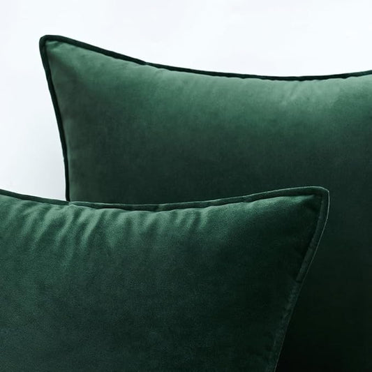 MIULEE Pack of 2 Christmas Decorative Velvet Throw Pillow Cover Soft Pillowcase Solid Square Cushion Case for Winter Sofa Bedroom Car 20x20 Inch 50x50 Cm Army Green