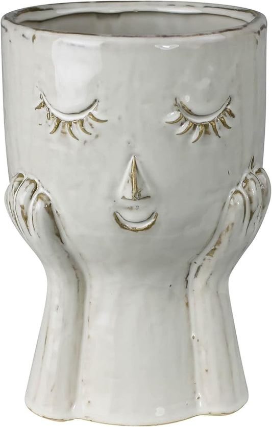 HomArt June Face Vase, 7-inch Height, Ceramic