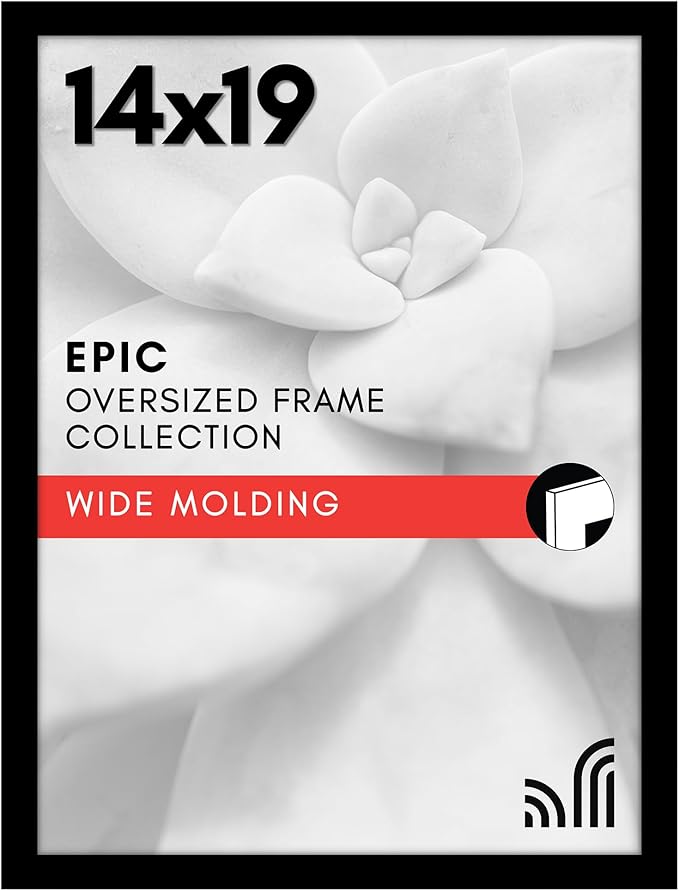 Americanflat 14x19 Picture Frame with Polished Plexiglass - Black Picture Frame - Wide Photo Frames Made of Engineered Wood for Vertical or Horizontal Wall Display - Epic Collection - Black