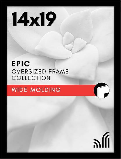 Americanflat 14x19 Picture Frame with Polished Plexiglass - Black Picture Frame - Wide Photo Frames Made of Engineered Wood for Vertical or Horizontal Wall Display - Epic Collection - Black