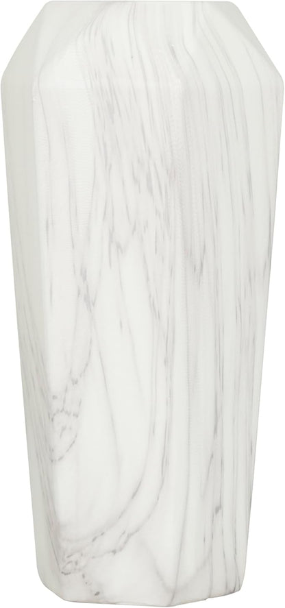 Deco 79 Ceramic Decorative Vase Faux Marble Centerpiece Vase, Flower Vase for Home Decoration 6" x 7" x 14", White