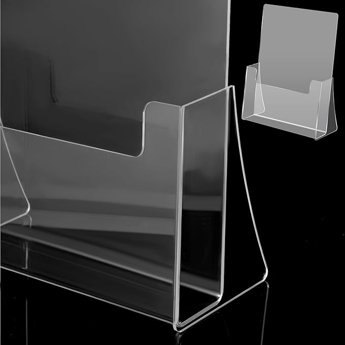 2PCS Acrylic Brochure Holder 8.5x11inch Flyer Table Stand Sign Holder Clear Plastic Countertop Desk Display Organizer for Office Home Store Magazines Pamphlets Booklets Literature Menu Journals