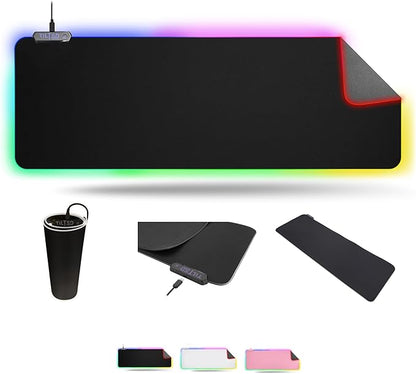 Tilted Nation RGB Mouse Pad for Gaming - Large LED Mousepad - LED Desk mat with 8 Adjustable Light Modes - Non Slip Rubber Base, Easy to Clean Water Proof Surface Mat for Keyboard and Mouse