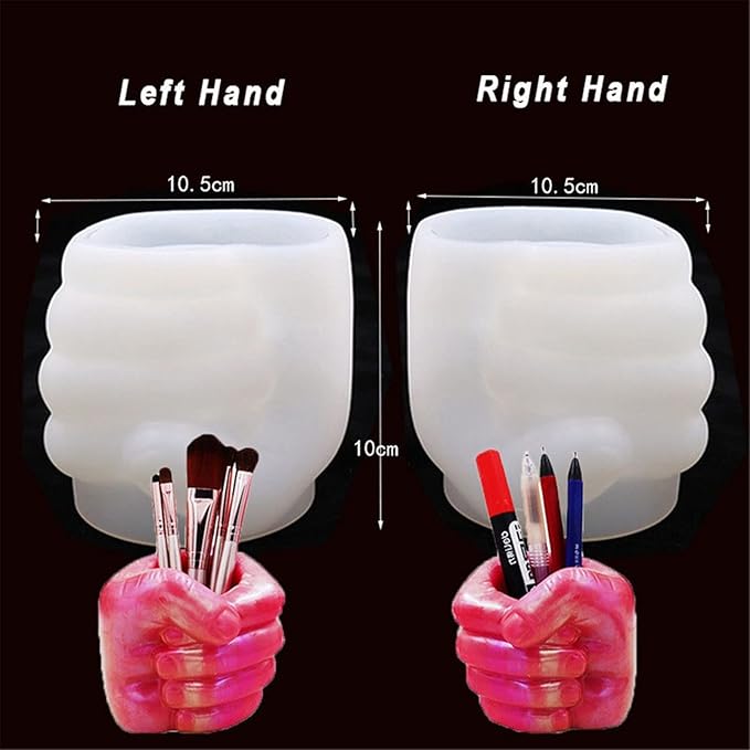 Fist Silicone Flower Pot Concrete Mold Succulent Planter Molds Vase Left Right Hand Pen Holder Storage Box Mould Epoxy Resin Clay Cement Moulds (Right Hand)