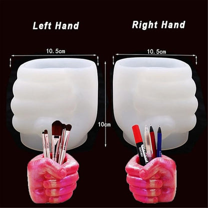 Fist Silicone Flower Pot Concrete Mold Succulent Planter Molds Vase Left Right Hand Pen Holder Storage Box Mould Epoxy Resin Clay Cement Moulds (Right Hand)