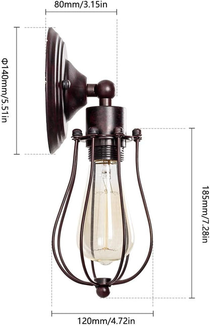LULING Industrial Wall Sconce Vintage Lighting Adjustable Lamp Rustic Wire Metal Cage Wall Light Shade Edison Style Antique Fixture Porch Mirror (No Bulb) (Bronze Color) (Rust)
