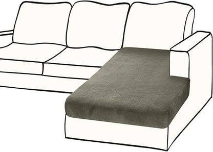 Couch Cover 1 Piece Chaise Lounge Cover Velvet Sectional Couch Cushion Covers Separate L Shape Sofa Slipcovers Furniture Protector for Dogs Pets (Chaise or Sofa 3-Seater, Olive Green)