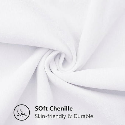 decorUhome Spring Chenille Soft Throw Pillow Covers 22x22 Set of 2, Farmhouse Velvet Neutral Decorative Euro Sham Pillow Covers with Stitched Edge for Couch Sofa Bed Home Decor, White