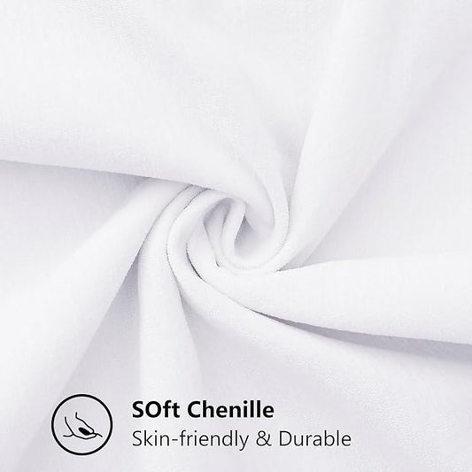 decorUhome Spring Chenille Soft Throw Pillow Covers 16x16 Set of 2, Farmhouse Velvet Neutral Decorative Pillow Covers with Stitched Edge for Couch Sofa Bed Home Decor, White