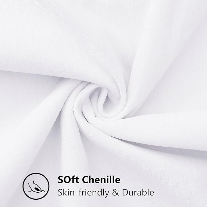 decorUhome Spring Chenille Soft Throw Pillow Covers 18x18 Set of 2, Farmhouse Velvet Neutral Decorative Pillow Covers with Stitched Edge for Couch Sofa Bed Home Decor, White