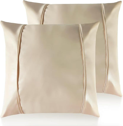 Faux Leather Throw Pillow Covers 16X16 Inch Beige Outdoor Modern Farmhouse Solid Decorative Pillow Covers for Room Couch Living Bedroom Bed Sofa