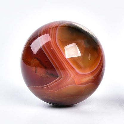 JIC Gem Natural Red Agate Crystal Ball Round Healing Crystals Decorative Sphere with Wooden Stand Meditation Home Decor 2.3-2.7 inch (60-70mm)