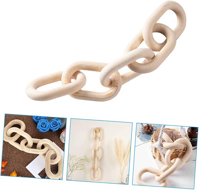 Rustic Link Chain Decor Wood Hanging Ornament for Home Bar and Bedroom for Modern Farmhouse and Bohemian Styles